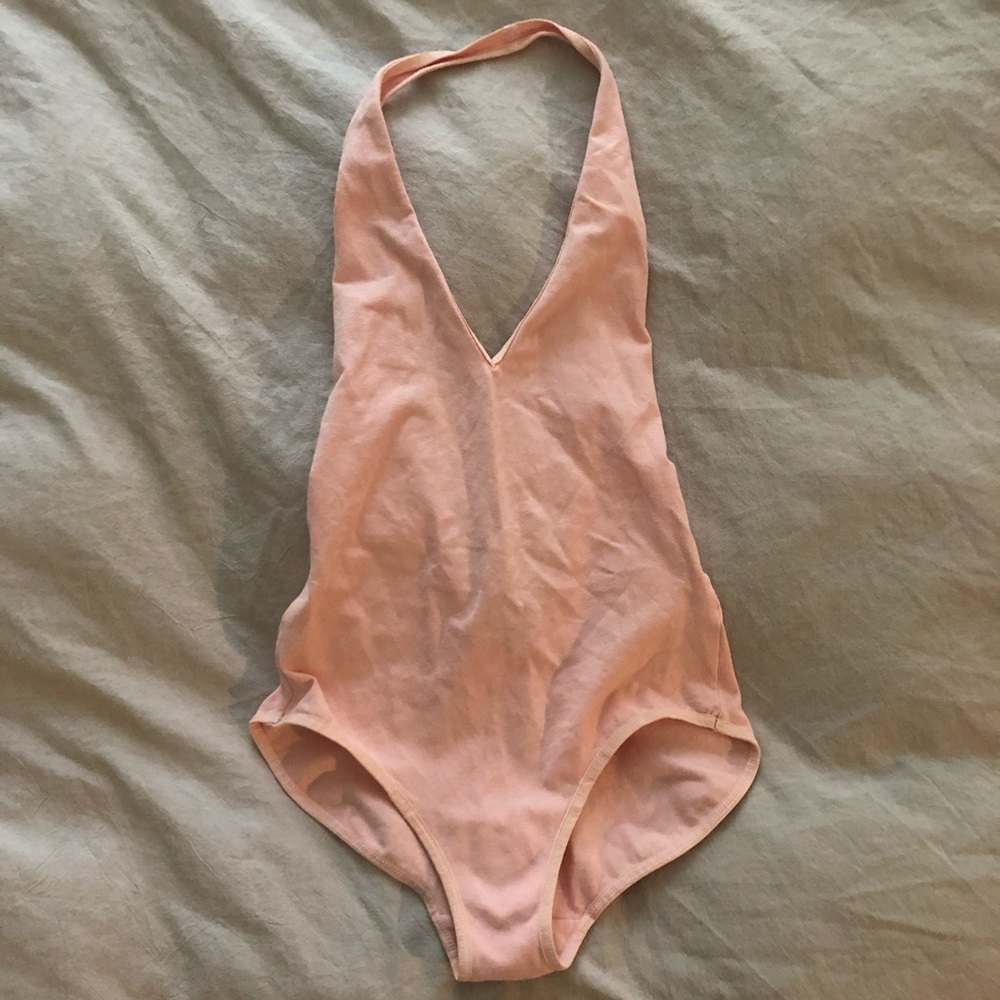 American Apparel Light Pink Halter Body Suit